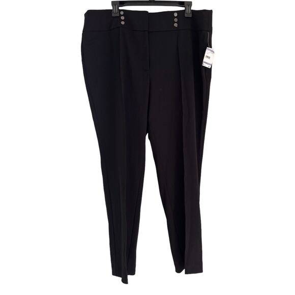 Kasper Black Dress Pants Womens Button Detail Stretch Seam Ankle Crop PLUS 16&18 - Picture 9 of 12